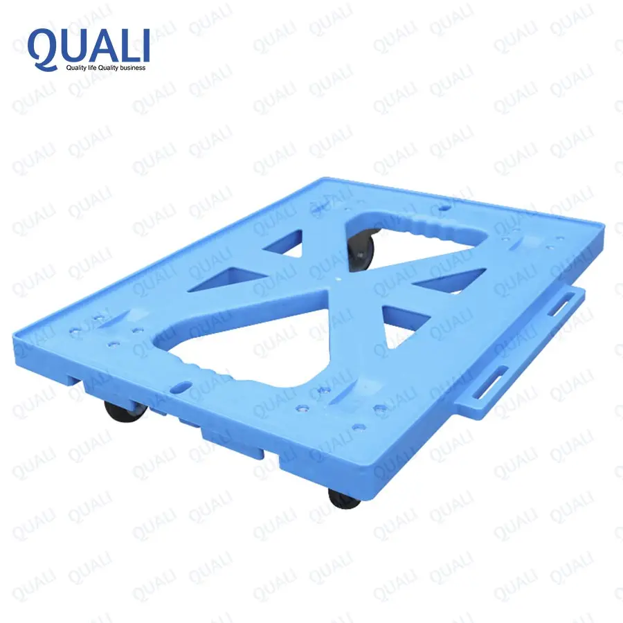 Quali Industrial Transport Plastic Moving Dolly Container Box Used Four Wheels Turtle Cart Trolley
