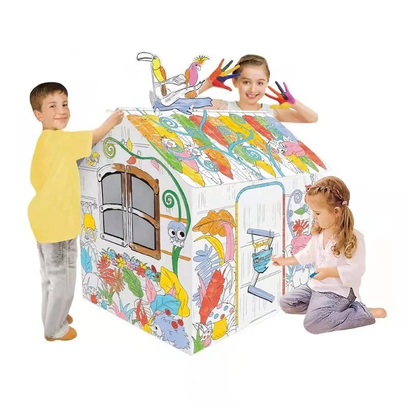 Christmas Painting Playhouse Tent Graffiti DIY Art Craft Coloring & Drawing Doodle Play Tent Children Free Space Kids Play Tent