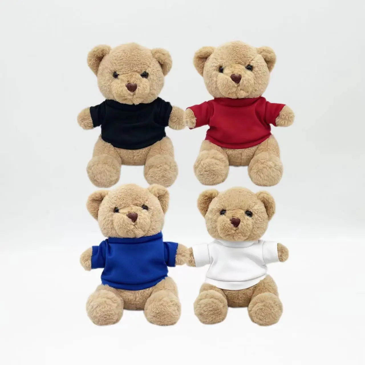 Customized sublimated logo plush teddy bear toys with shirt stuffed cartoon sitting bear with T-shirt Plush dolls kids Gift