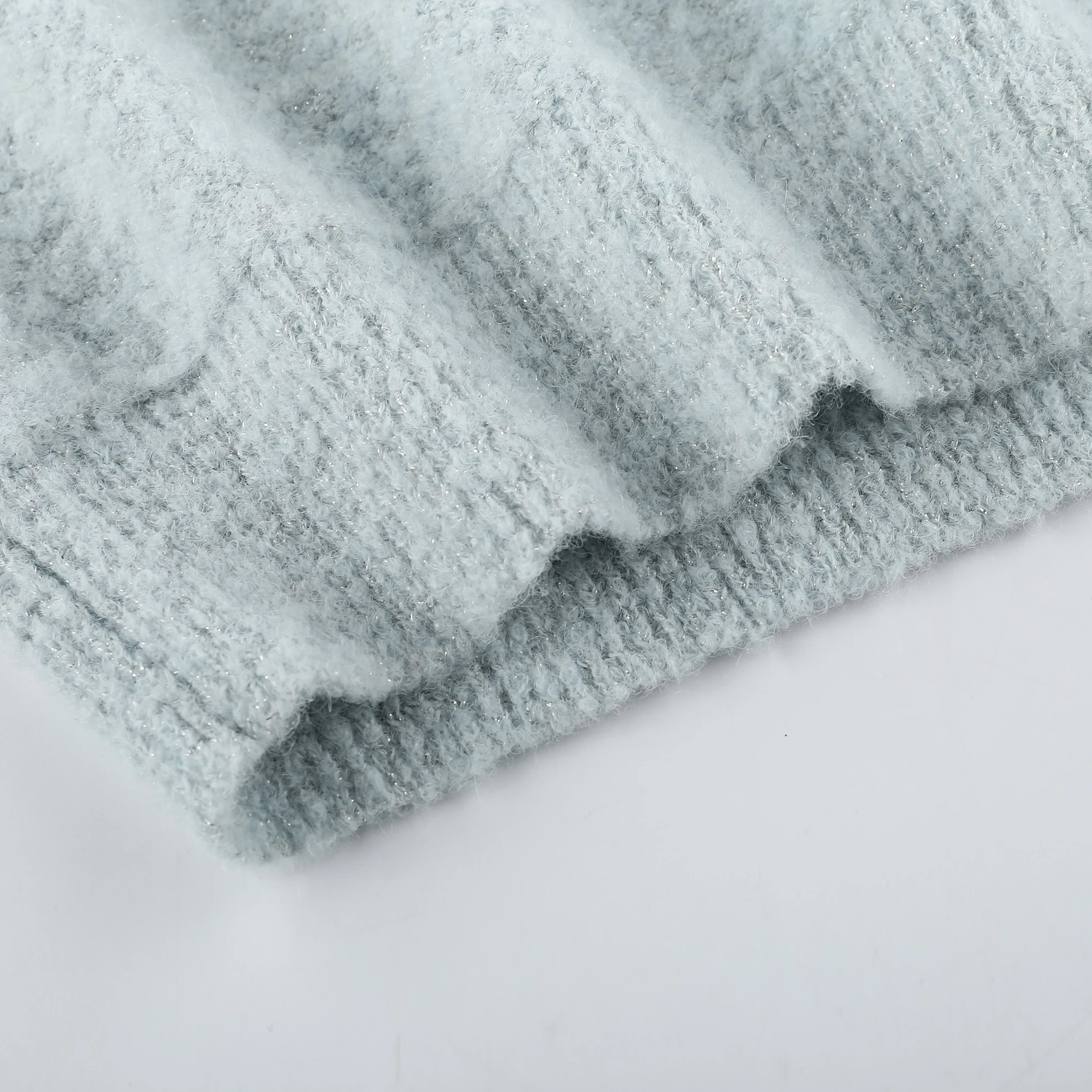 20ALW040 Italian Alpaca Ladies Sweater V Neck and Long Sleeve Pullover Plain Pullover Knitted Clothes Boucle Yarn Winter Women