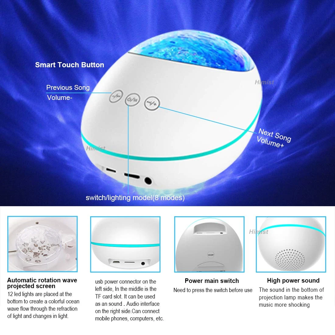 Star Galaxy Projector Night Light Ocean Wave Projector with White Noise Music Player Timer Color Changing Night Light Projector