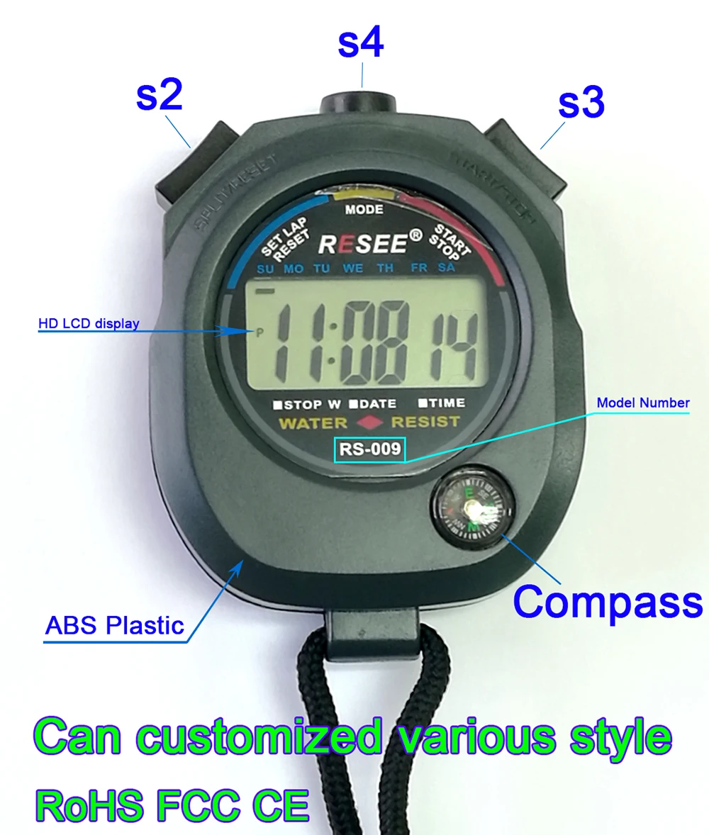 Resee sports digital nurse stopwatchs waterproof sports timer online professional stopwatch