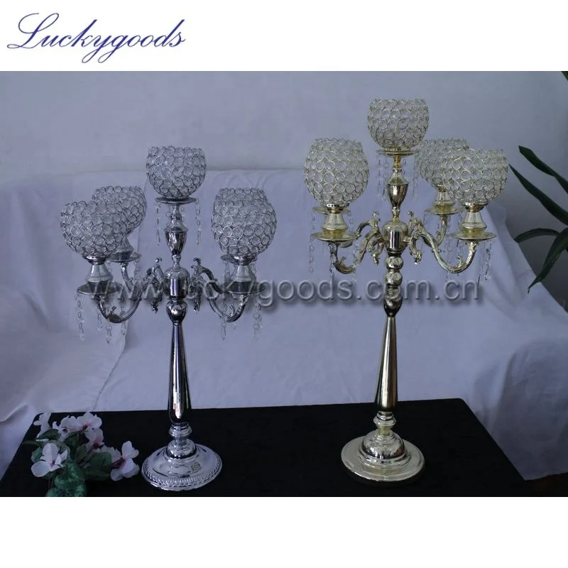LG20181227-6 new product 21 arms decoration crystal candelabra wedding table centerpiece glass candle holder