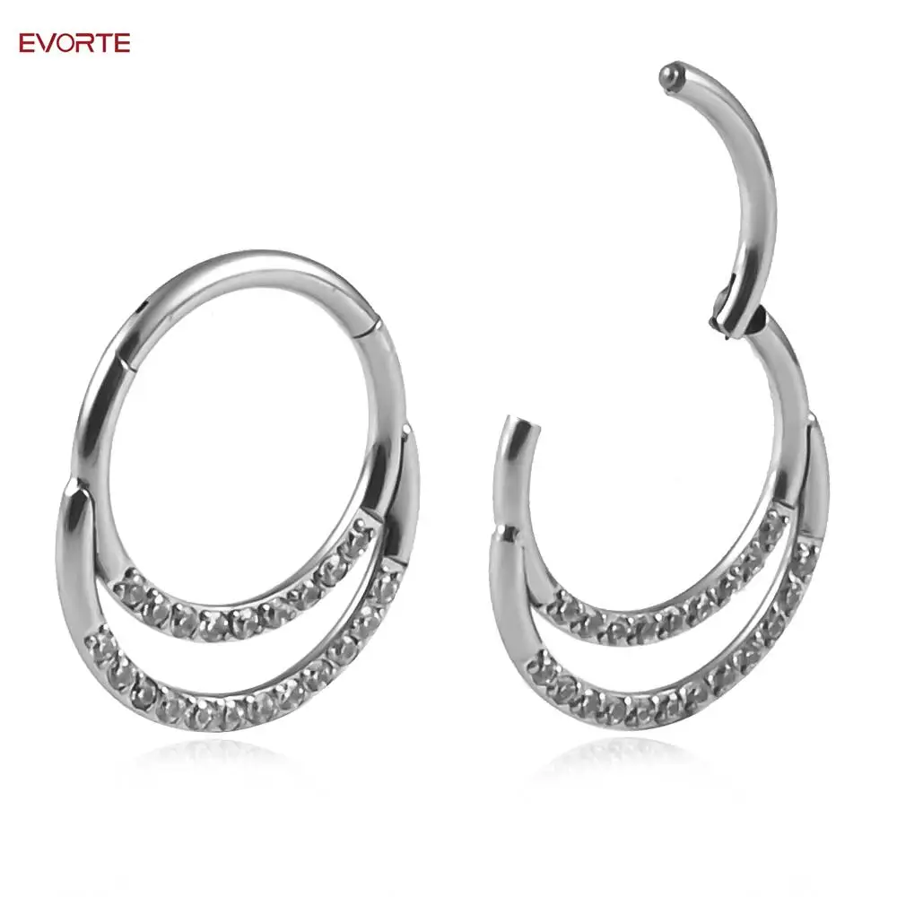 G23 Titanium Ear Weights Ear Gauges Piercing Tunnels  Zircon Nose Rings Popular Body Jewelry hight Segment Rings