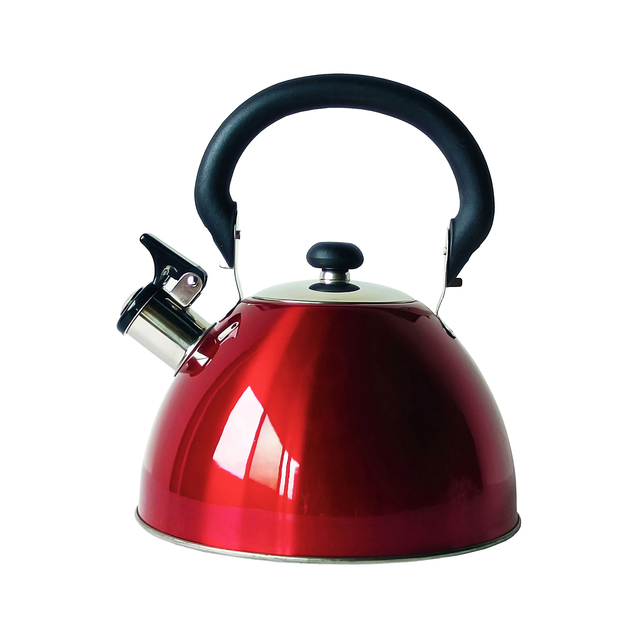 Elegant Red Color Travel Camping Stove Top Stainless Steel Water Boiling Whistling Tea Kettle