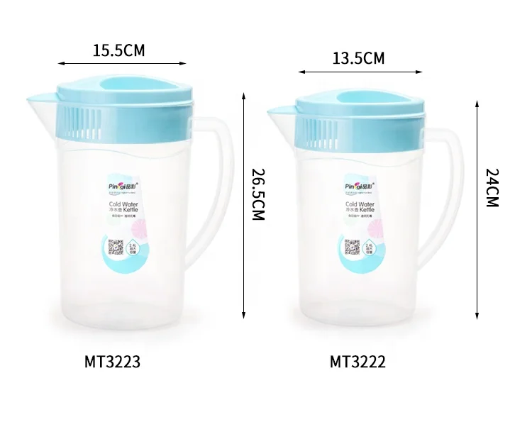 2.4L transparent pp plastic beer/tea/water pitcher BPA free plastic water jug with lid