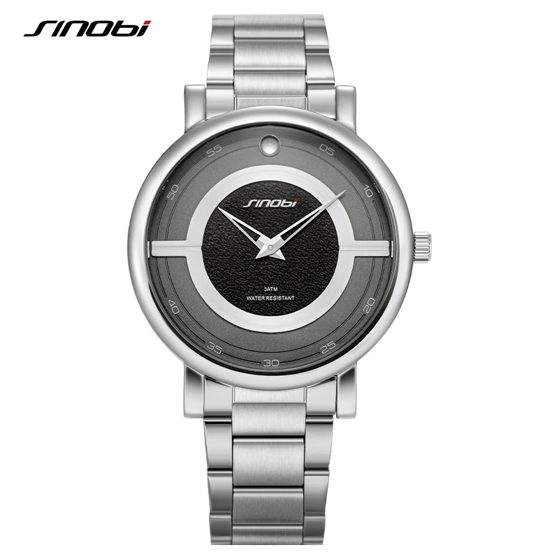 SINOBI Luxury Classic Men Watch Iconic Appeal Classic Stainless Steel Watches for the Modern Business Gentleman