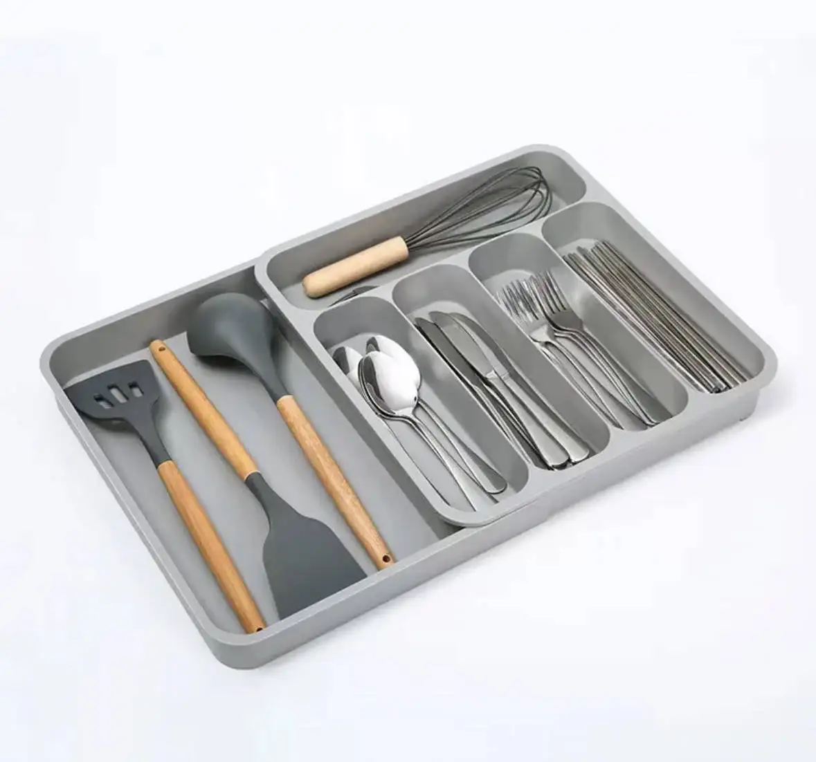 Cutlery Storage Tray Knife Block Holder Tableware Organizer Spoon Fork Separation Box Kitchen Drawer Plastic Container Cabinet