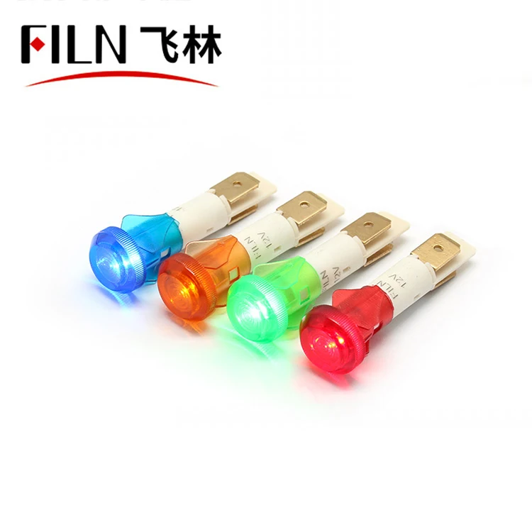 FILN 10mm 12v indicator Hot Sale Plastic Screw Type Solder Pin  110V 220V Red Green Blue Yellow