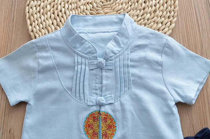 
Wholesale cotton Tang suit for kids short sleeve 2 piece set for prom dress 