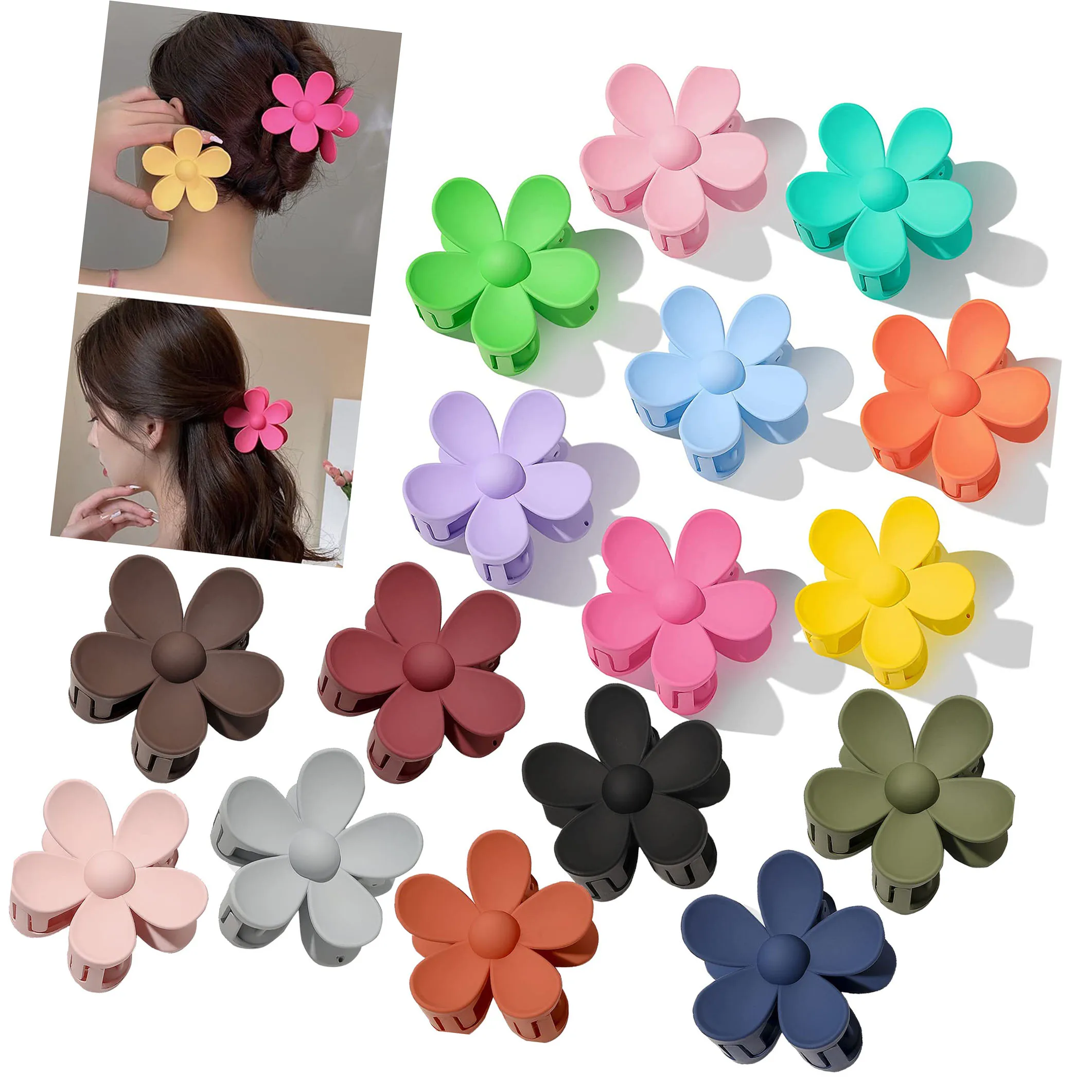 Hot Sale Candy Color Hair Claw Clips Simple Plastic Flower Hair Clip Women Girls Party Hair Accessories