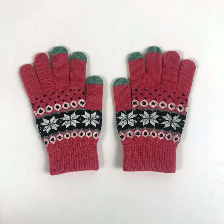 Wholesale Factory Knitted Magic Gloves Custom Jacquard Pattern With Finger Touching Screen