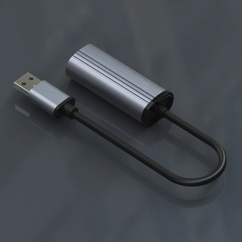 Black Aluminum Alloy Mini USB A USB C to RJ45 Ethernet Adapter USB 3.0 Hub