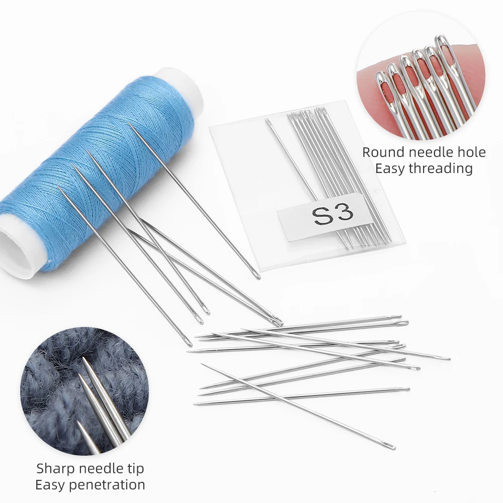 JP Multi-Size Home Hand Sewing Tools Accessories Eyelet Stainless Steel Hand Stitched Embroidery Needle