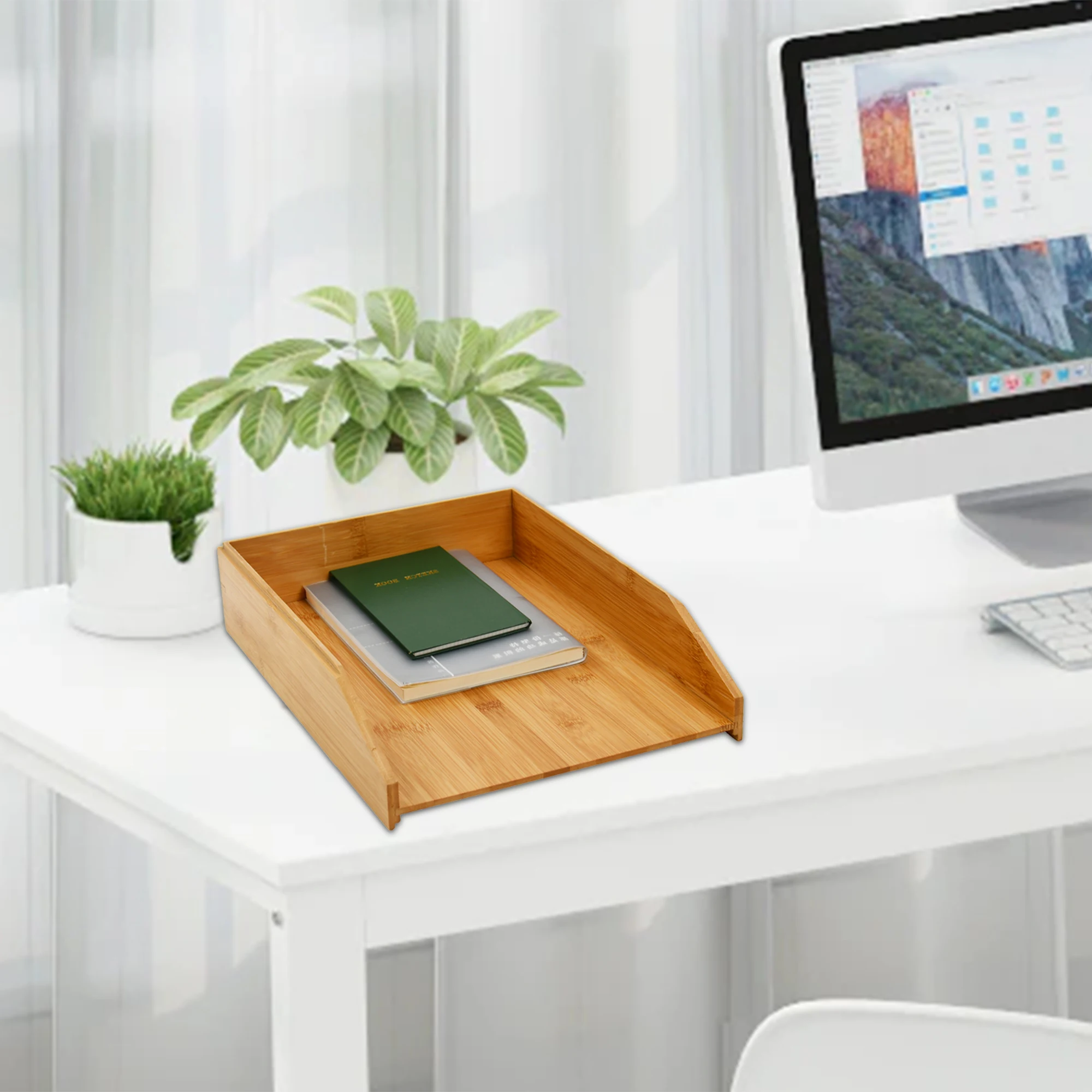 Simple Design Realspace Wooden Desktop Magazine File Holder Organizer Desk Document Rack Paper Tray for Office/Home/School