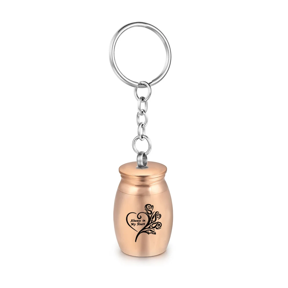 Cremation Urn Keychain Memorial Pet Human Ashes Pendant Engraved Love Pattern Mini Funeral Keepsake 16x25mm - Always in My Heart