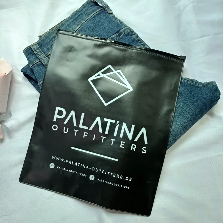 High Quality Custom Black PVC packaging Zip lock Bag ,Plastic clothing  Packaging Zipper Bag