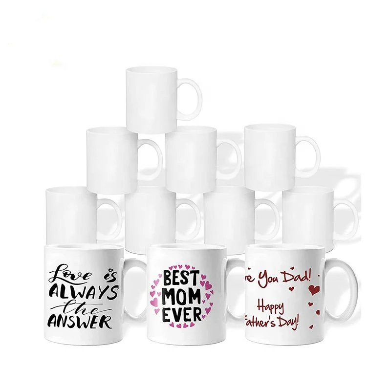 Wholesale manufacturer 11 Oz Porcelain White Custom Logo Printed Sublimation blank Ceramic Cup Coffee Mugs