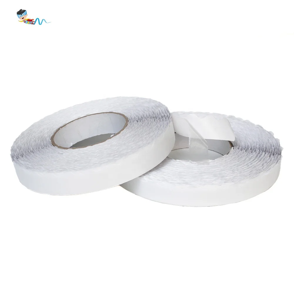 2- Recyclable Easy Peel Off Nonwoven Paper Base Double Sided Coated Hot Melt Glue Wave Zipper Edge Tissue Self Adhesive Tape