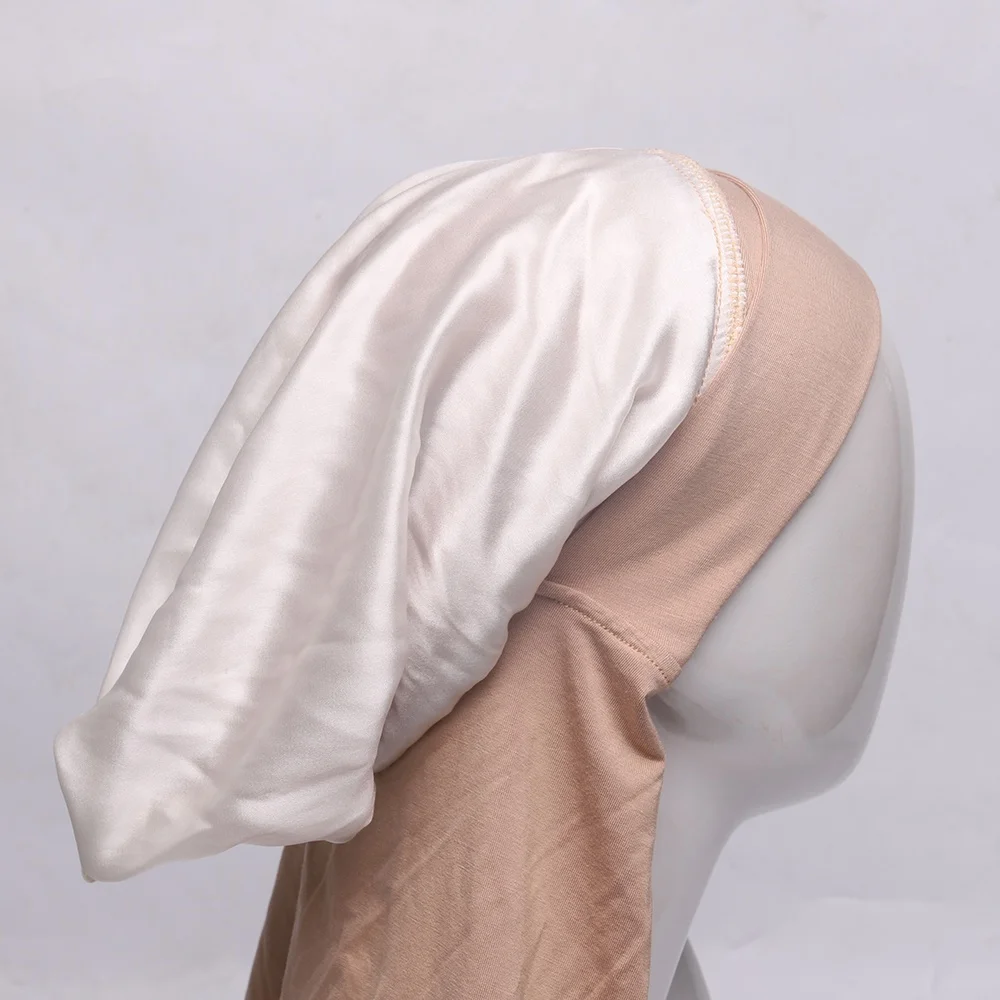 Hot Selling  Silk Lined Neck Covered  Inner with Ear Holes Genuine Silk Undercap Underscarf