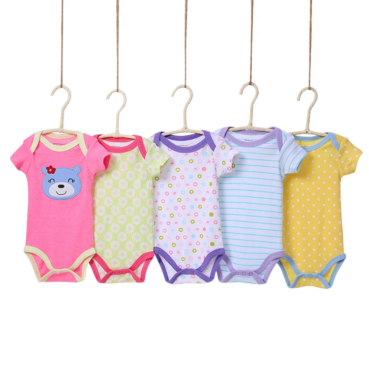 cheap 5 in 1 short sleeve baby bodysuits set