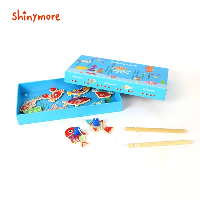 early education wooden fishing game toys for kids