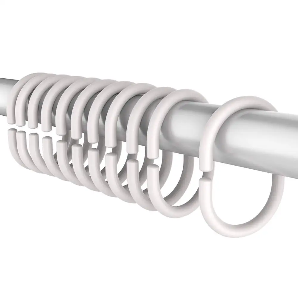 Clear Plastic Shower Curtain Hook Bath C Type Curtain Glide Hanger Bathroom Hanging Hooks