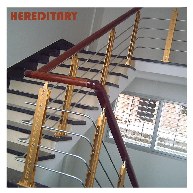 decorative brass aluminum staircase balustrade / glass baluster / rod balustrade