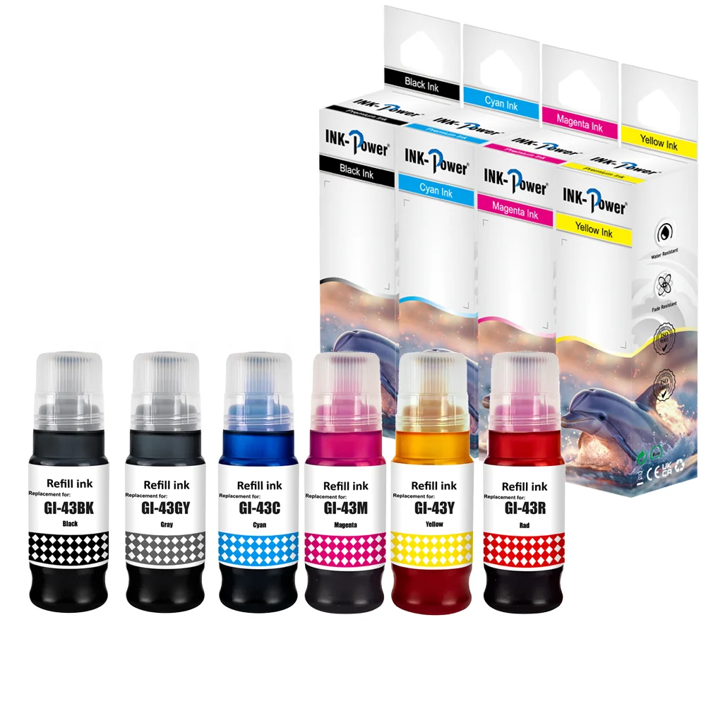 INK-мощность GI 43 GI43 GI-43 премиум цвета совместимый объем бутылки на водной основе пополнения чернил для Canon PIXMA G540 G640 принтер