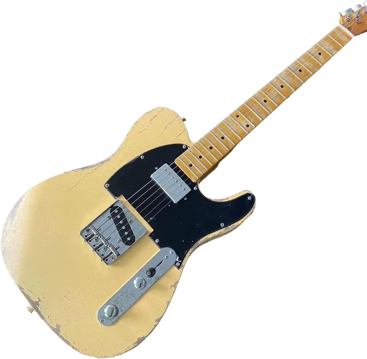 heavy relic electric guitar creamm yellow relic production cow bone string pillow real photos free shipping