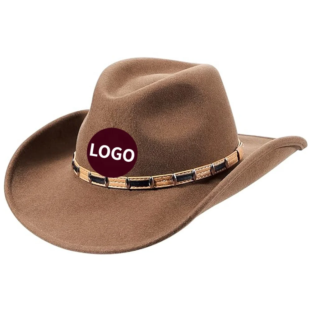 OEM ODM buy promotional manufacturing designer wooly distressed wool felt cowboy hat with custom logo for men