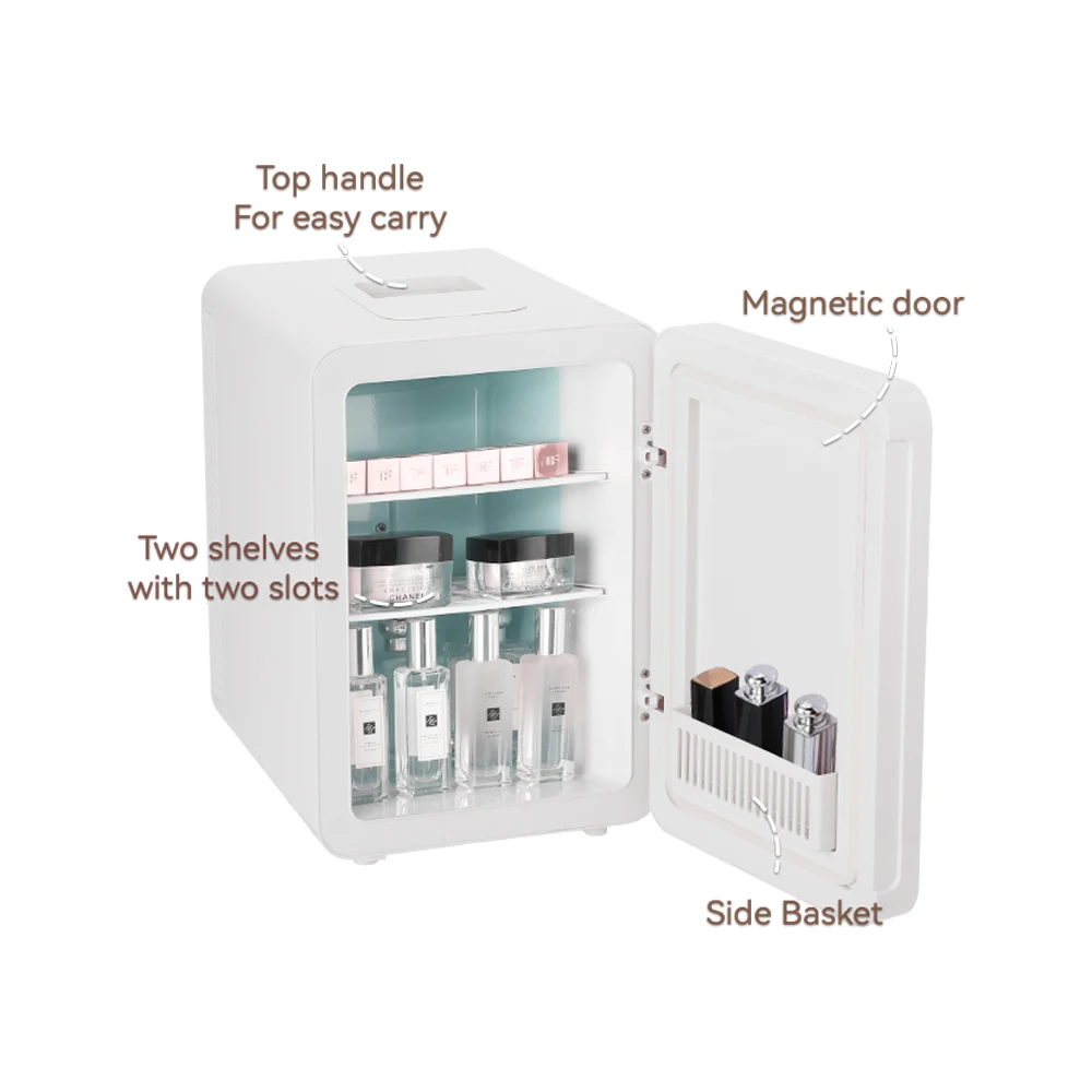 Small Refrigerator With Glass Front White 10l Mini Fridge 12v Portable Cooler Warmer Food