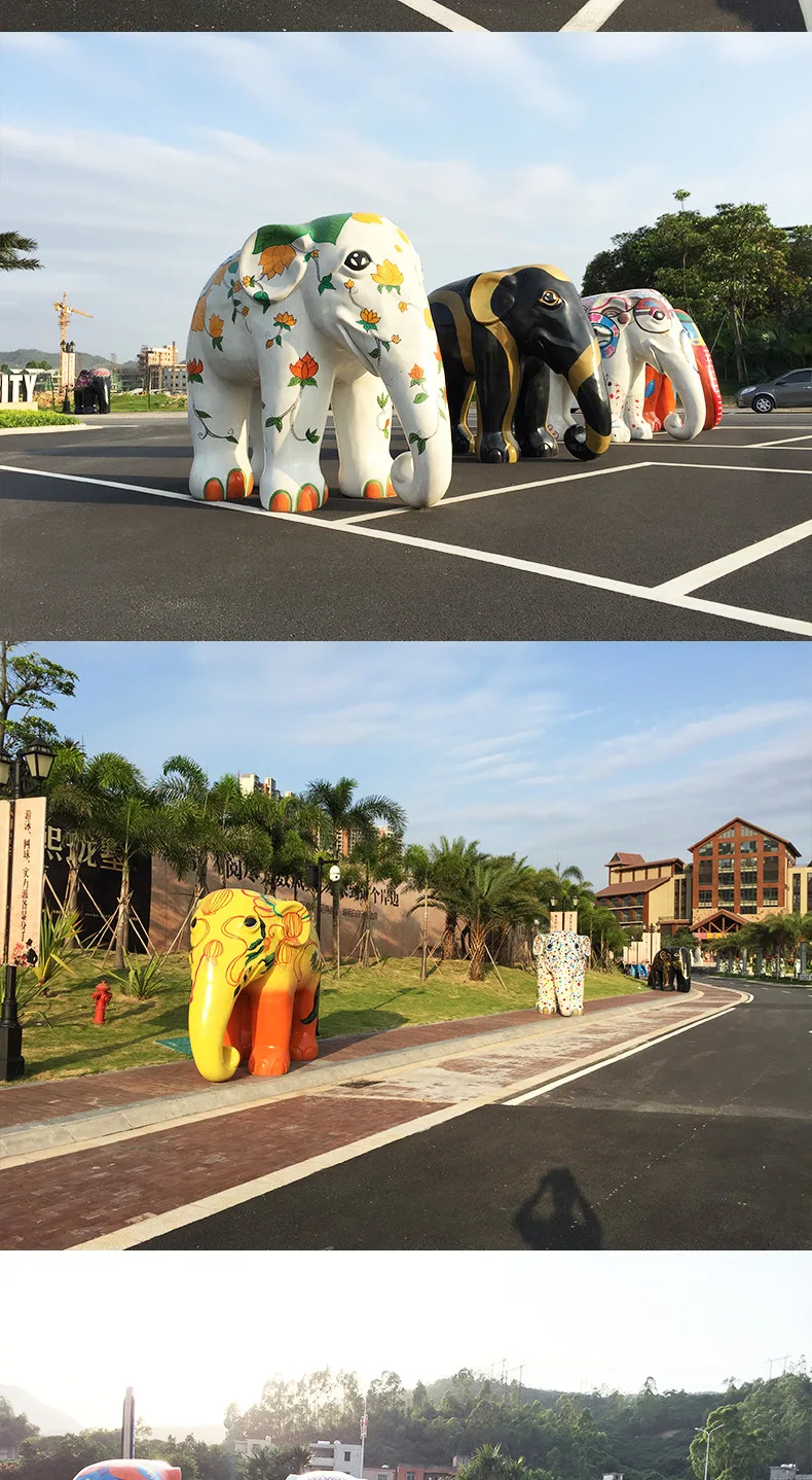 Pop Art Cute Cartoon Elephant Fiberglass  Figurine  For Decoration of The Shopping Mall Building Square