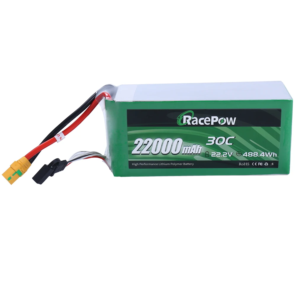 Racepow 6S 22000mah 30C Sprayer Drone Agricultural UAV 22.2V 30C Lithium Ion Batteries High Power 22.2V 6S Lipo Battery