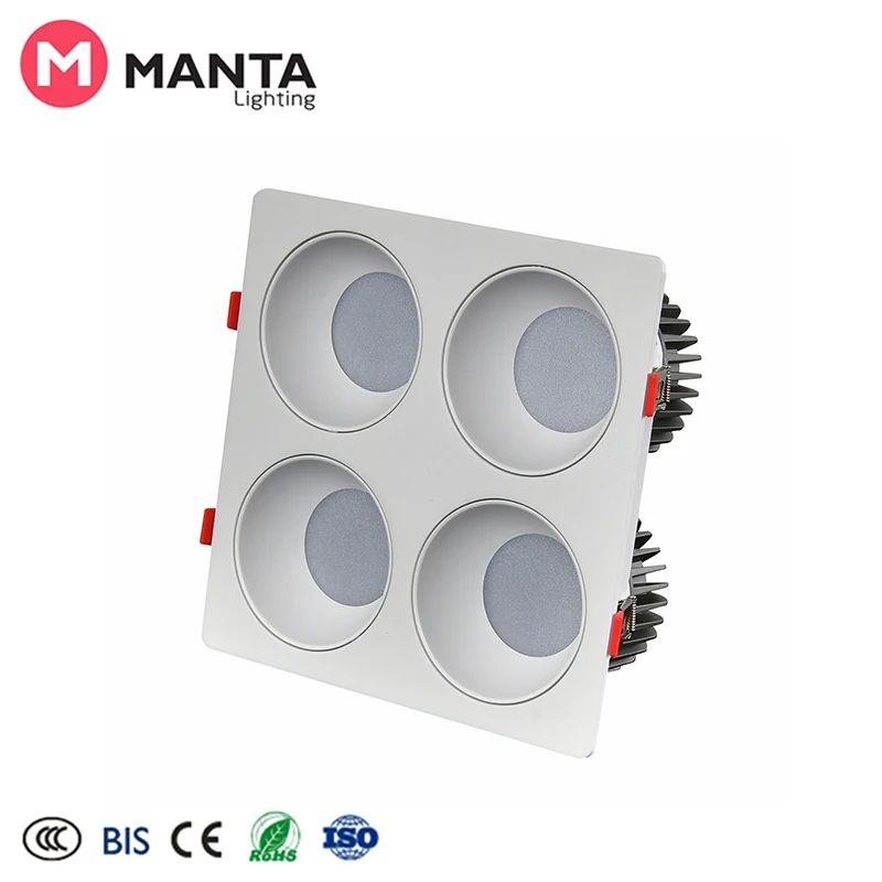 Double Heads Square Aluminum Spot Light Living Room Recessed Ceiling LED Spotlights