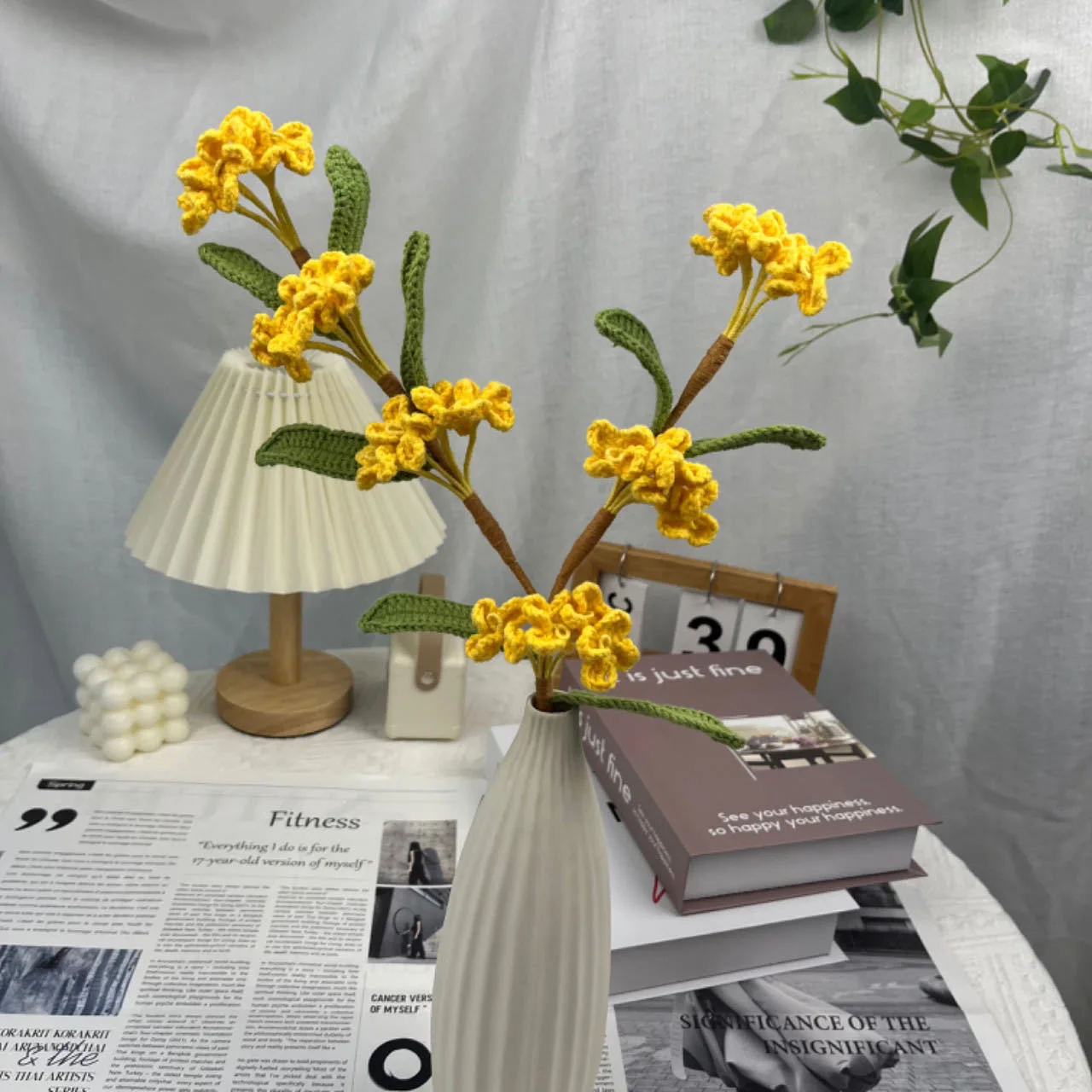Wholesale New Crochet Woven Flowers Handmade Osmanthus Stem For Bouquet Wedding Home Party Decoration Flower Arrangement Gifts