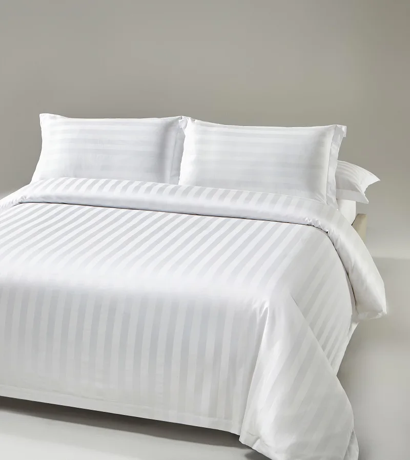 Dubai Hotel 300T Satten Stripe 100% Cotton Hotel Bed Cover Fabric Hotel Bed Sheet 100-150cm Per Roll