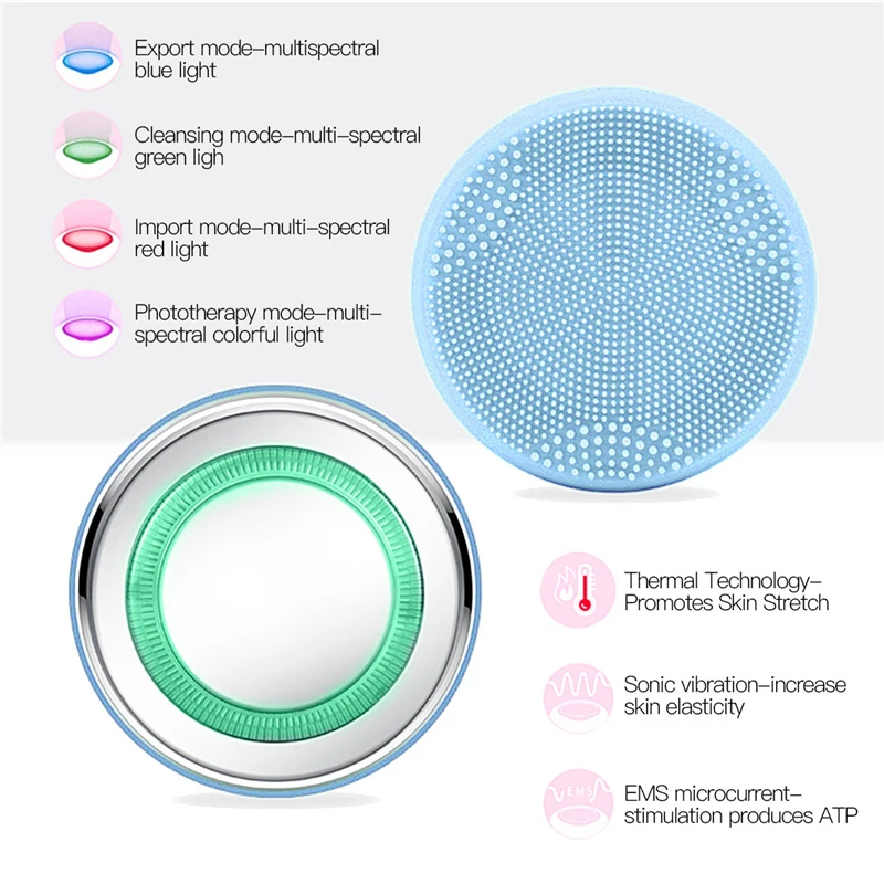 Popular silicone face cleaning brush ems micro vibration face cleans wash firming wrinkles electric face cleanser brush