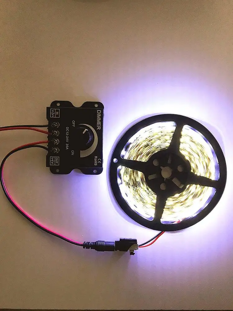 LED Dimmer DC 12V 24V 30A 360W Adjustable Brightness Lamp Bulb Strip Driver Single Color Light Power Supply Controller