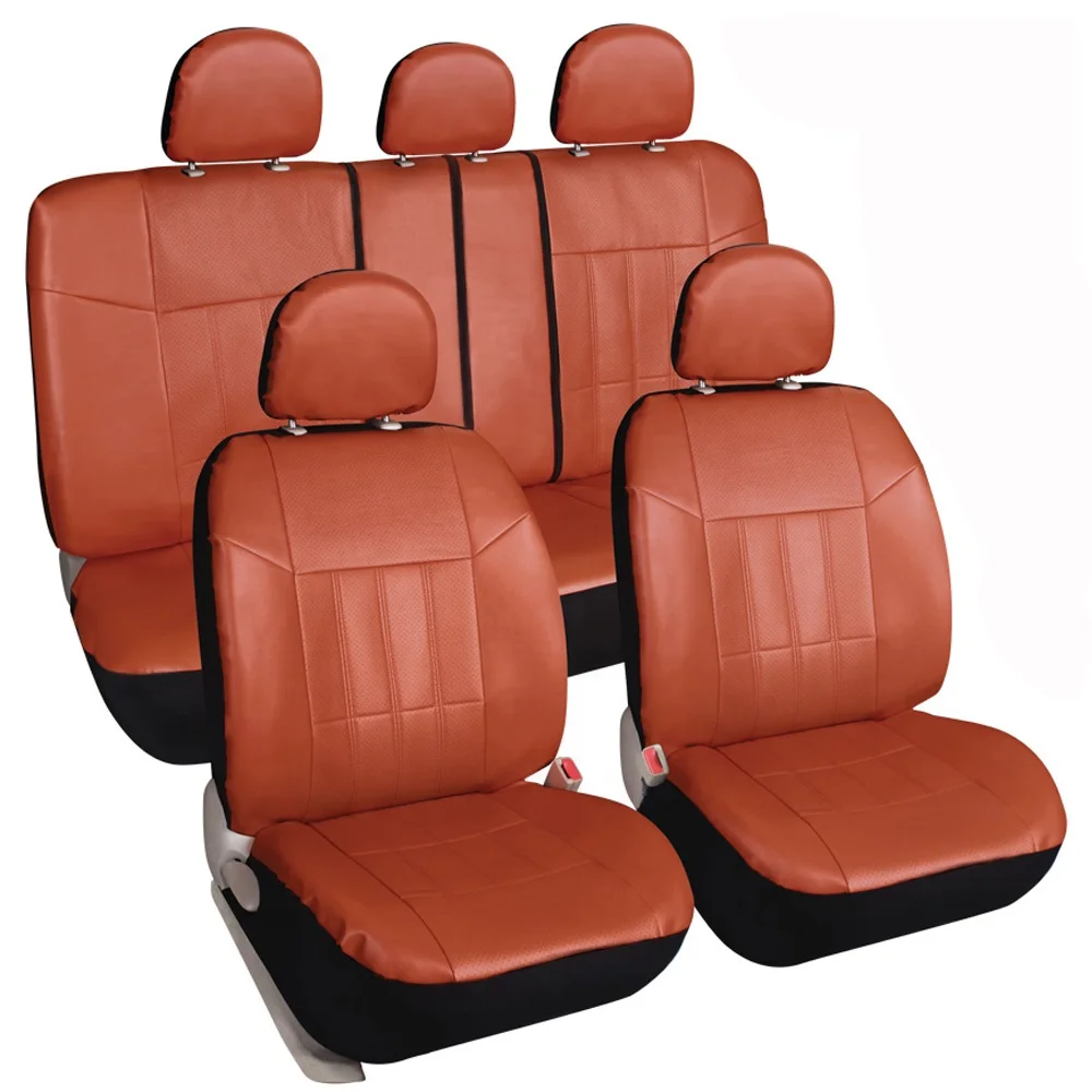 11pcs Full Set Universal fit Brown Seat Cover Customized General Leather Car Seat Cover (60836806875)