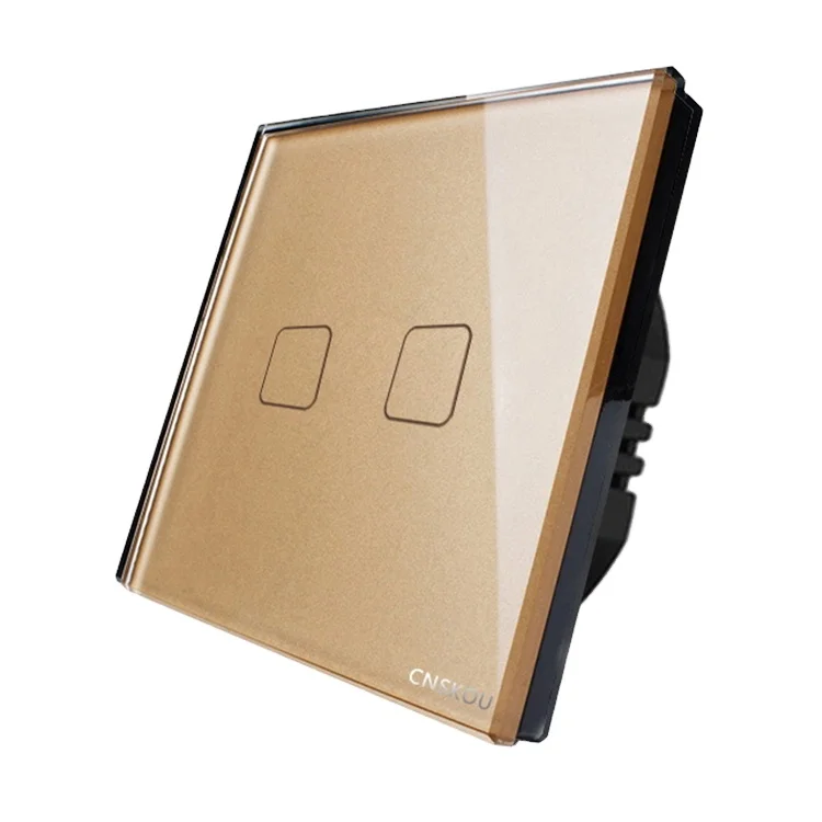 CNSKOU Tempered Crystal Glass Panel 2 Gang 2 Way Modbus Touch Sensor Switch For Led Light