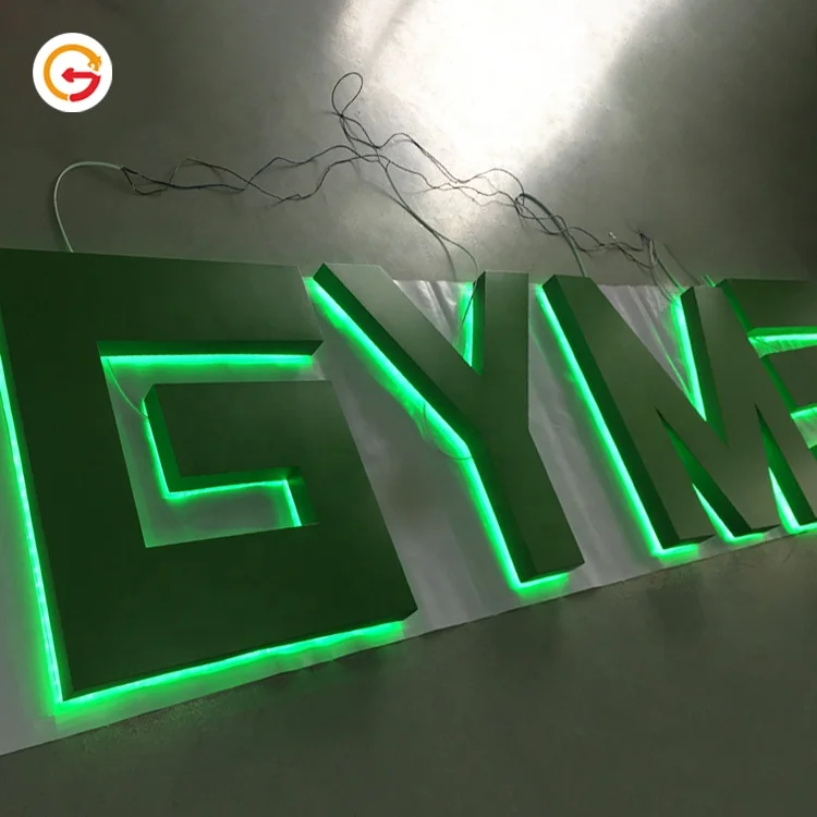 JAGUARSIGN Custom Company Wall Led Backlit Letter 3D Signage Logo Stainless Steel Illuminated Gym Signs Wall Decor Big Letters