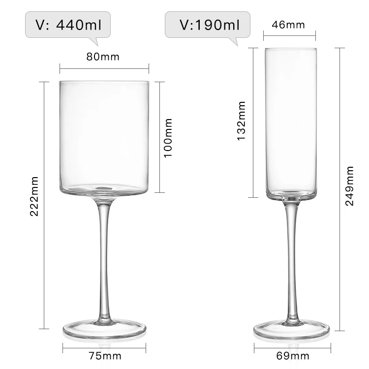 wholesale Hand Blown Elegant Champagne Glasses Unique Gift Unique Modern Cylinder Shape for Birthday Wedding Anniversary