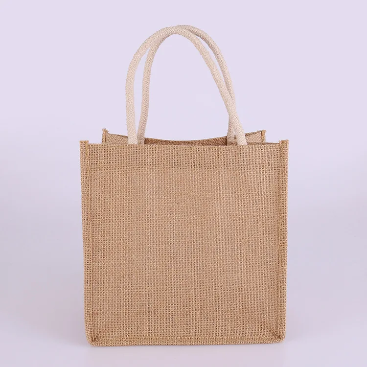 Wholesale Custom Printed Burlap Handbag Eco- Friendly Jute Tote Bag Reusable Shopping Small Waterproof Bags