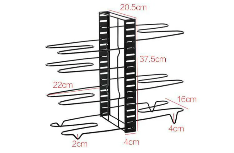 8 layers Black Drainage Pot Rack Thread Iron Wire Convenient Folding Design Receive Shelf Household Kitchen Accessories
