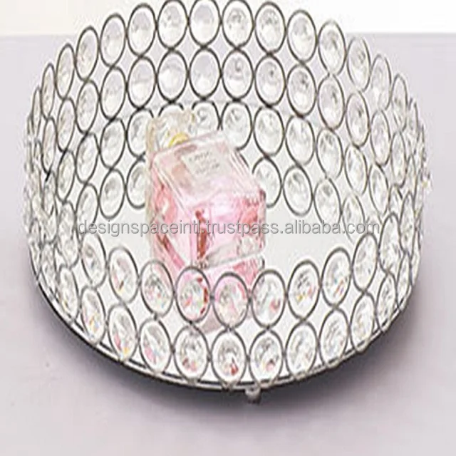Stylish Crystal Beaded Tray for Serving with suitable price