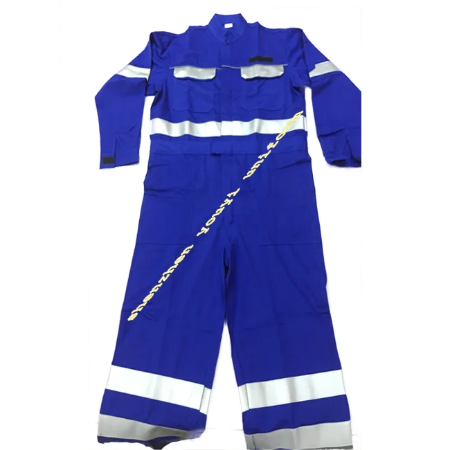 blue color 100 cotton safety flame resistant 3m reflective coverall with knee pad