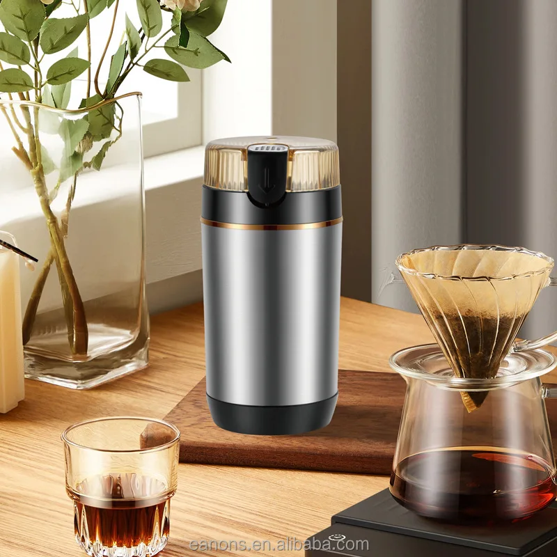 Factory Cheap Multifunction Home Kitchen 200w Portable SS Stainless Steal Electric Bean Grain Spices Coffee Grinder