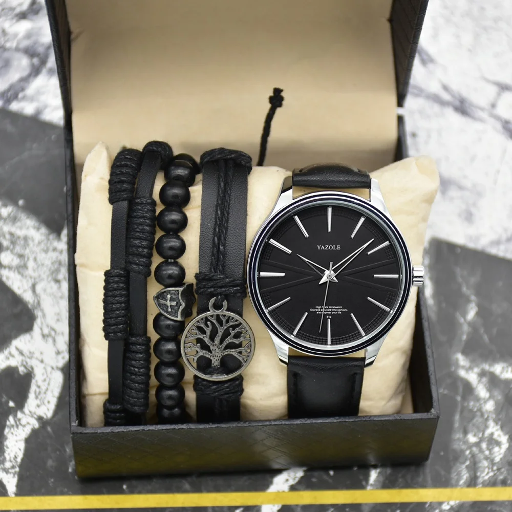 Yazole High Quality Men Watch gift set Luxury Leather Watch For Men Montre Homme Fashion Sport clock Men Watches reloj hombre