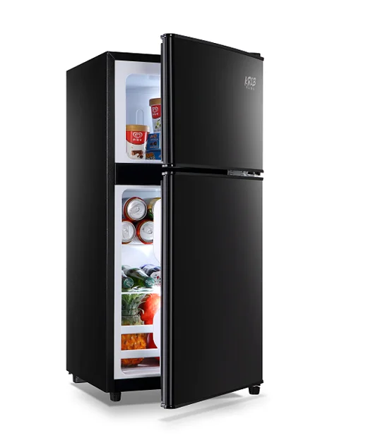 Customized Hot Selling 102L  Vertical Home Use Manual Frost Two Doors Retro Household and Hotel Combi Fridge